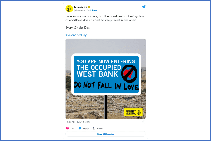 The tweet sent out by the Amnesty UK (Twitter)