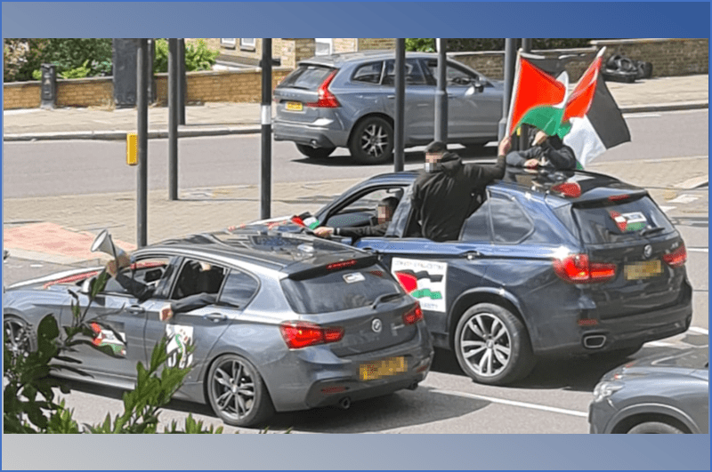Car with megaphone at the time of the incident. Image credit: Campaign Against Antisemitism